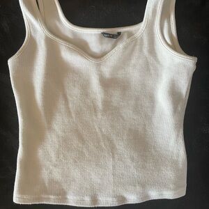 SHEIN White Fitted Ribbed Sleeveless Tank